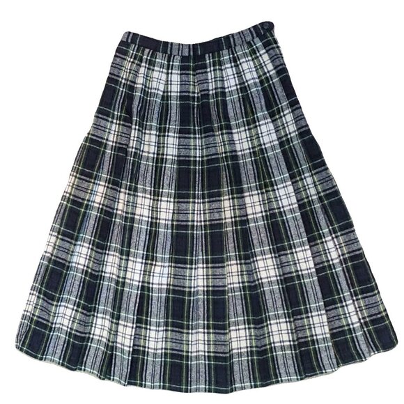 Michele Vintage Blue Green Tartan Plaid Skirt Size 10 Preowned - Picture 1 of 4